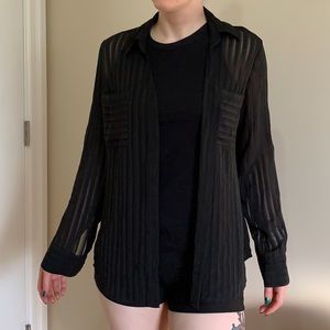 Black sheer striped Express Portofino shirt
